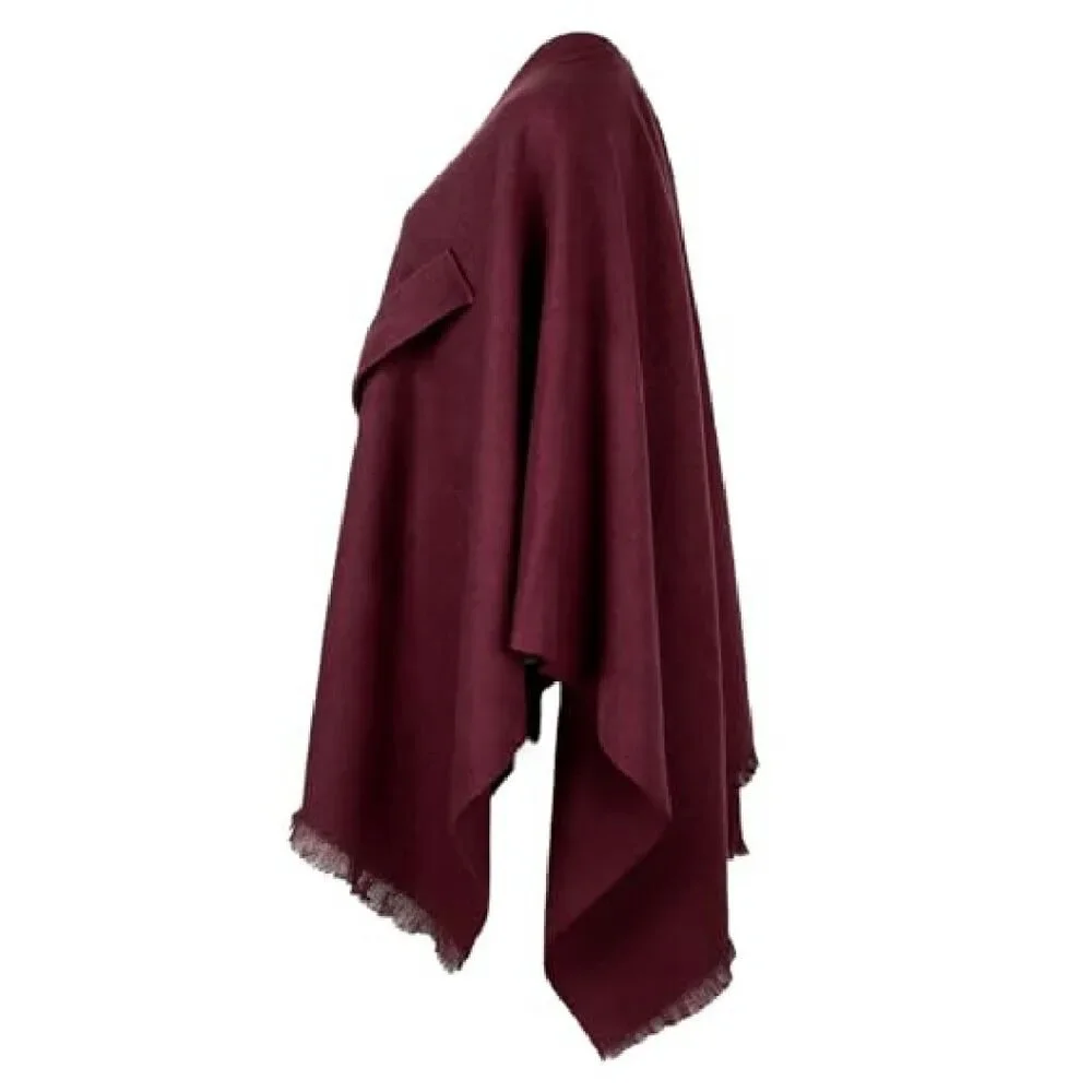 Soft Faux Wool Reversible Poncho Shawl Wrap Blanket Cape Women's